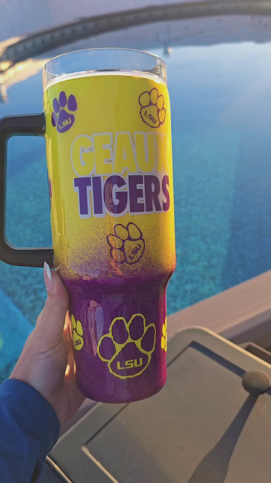 LSU “Geaux Tigers” 40oz Glitter Tumbler