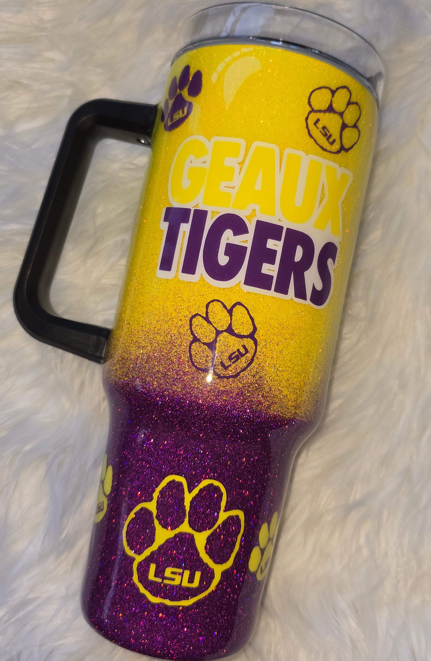 LSU “Geaux Tigers” 40oz Glitter Tumbler